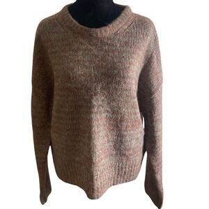 Rachel Zoe‎ Chunky Oversized Sweater -Large- Classic Brown Stripe Wool Blend